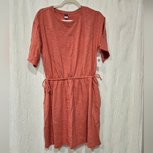 NWT Old Navy Coral Drawstring Waist Dress Medium